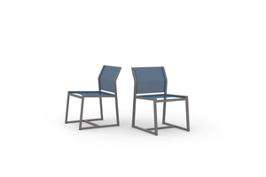 Allux Carver Side Chair - Aluminum Taupe, Sling Batyline Aruba